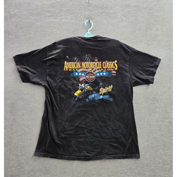 VINTAGE Harley Davidson Men Shirt XL Black 2002 Albany Oregon American Spirit - Picture 1 of 14